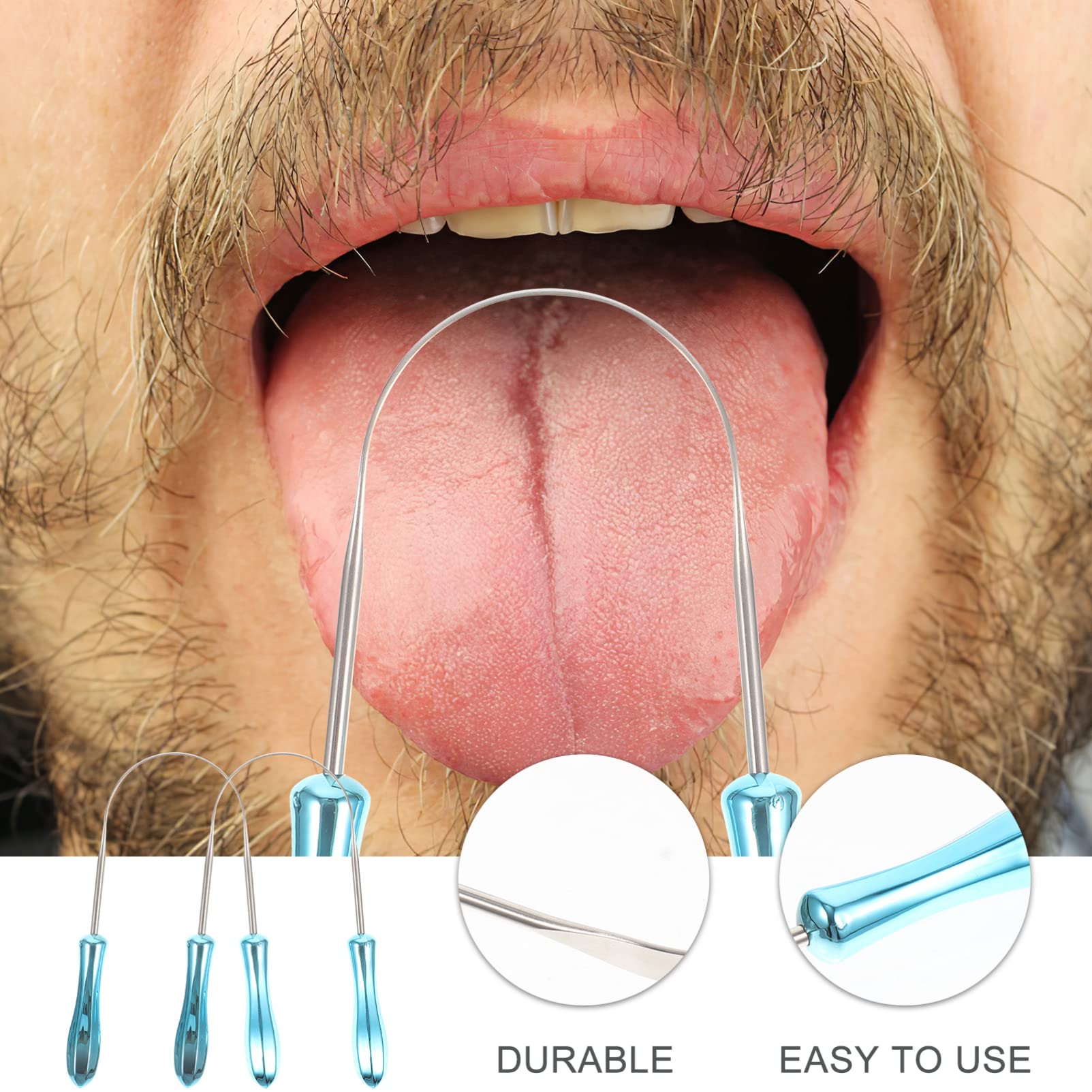Healvian 10pezzi Puliscilingua Acciaio Inossidabile U-shape Raschietto Lingua Per Pulizia Profonda e Alito Fresco Design Curvo e Portatile Strumento Essenziale Per La Orale Da Opp