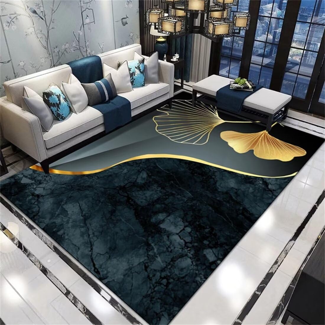 Tapis salon anti-usure pour protéger le sol et tapis gris-jaune bureau 100x200