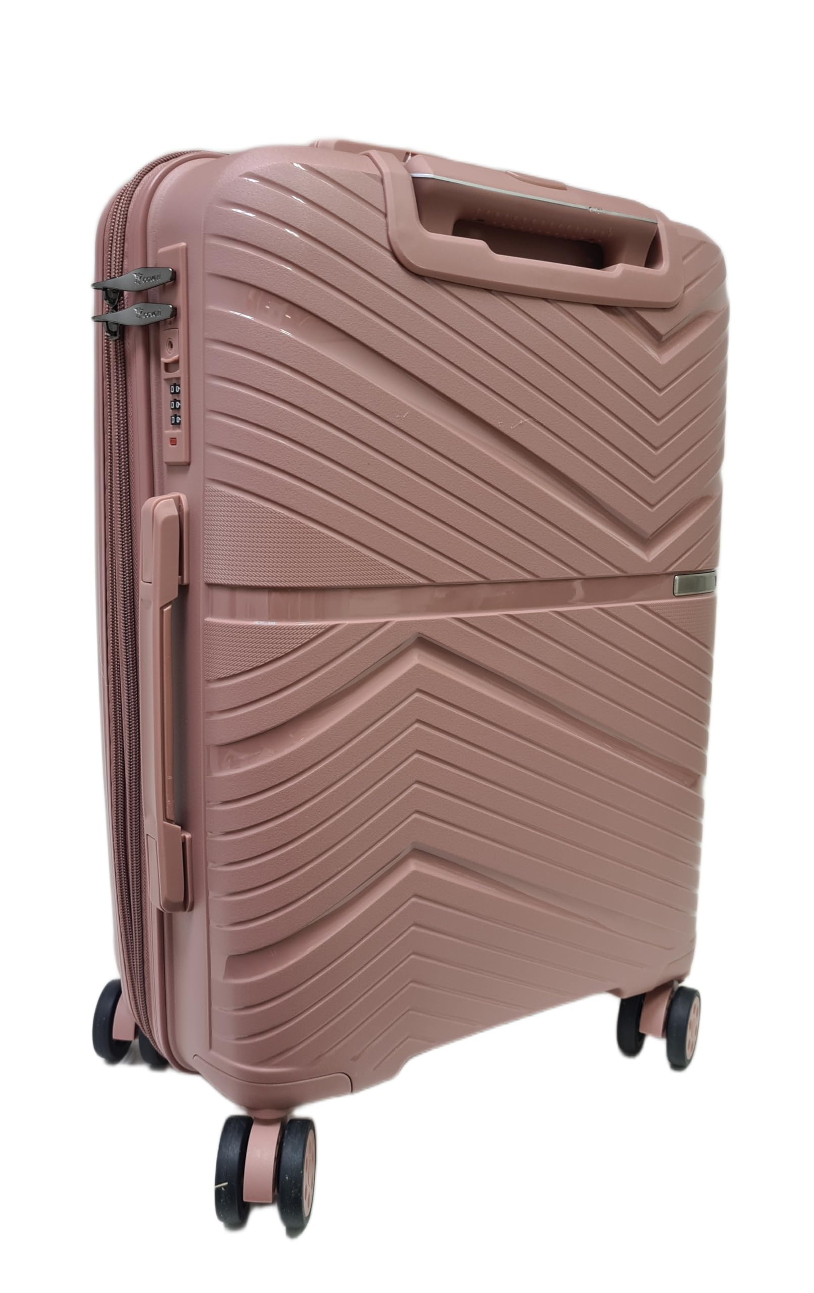 COVERI COLLECTION Trolley Rigido Bagaglio a Mano Espandibile 55x40x20 cm, 4 Rotelle Girevoli 360°, Approvato Compagnie Aeree Low Cost, Scocca ABS Resistente, 27L, Rosa