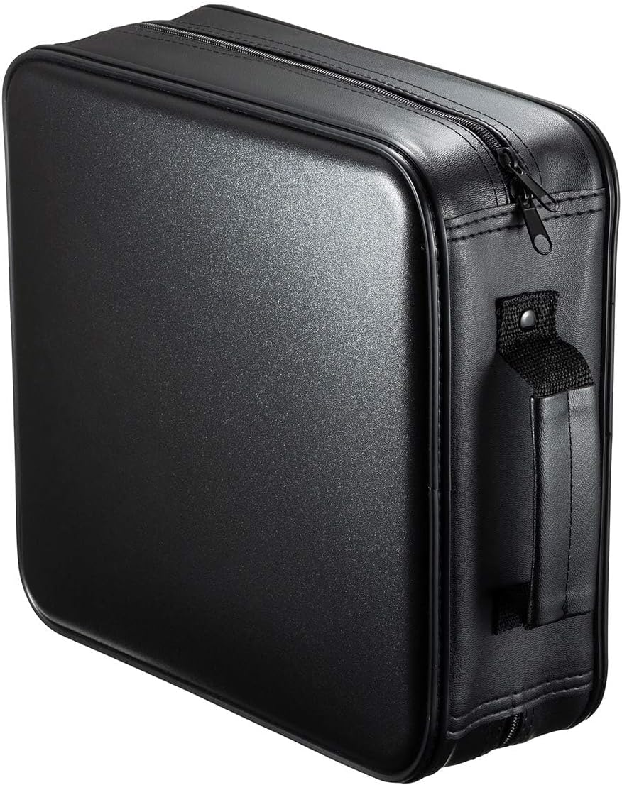 SANWA 320 Capacity CD Case, Large CD Sleeves, Portable DVD VCD Storage Box, Portable Zipper Bag, EVA Protective Blu-ray Wallet with Handle, For Car, Home, Office, Games Disc, Audio Music, Black