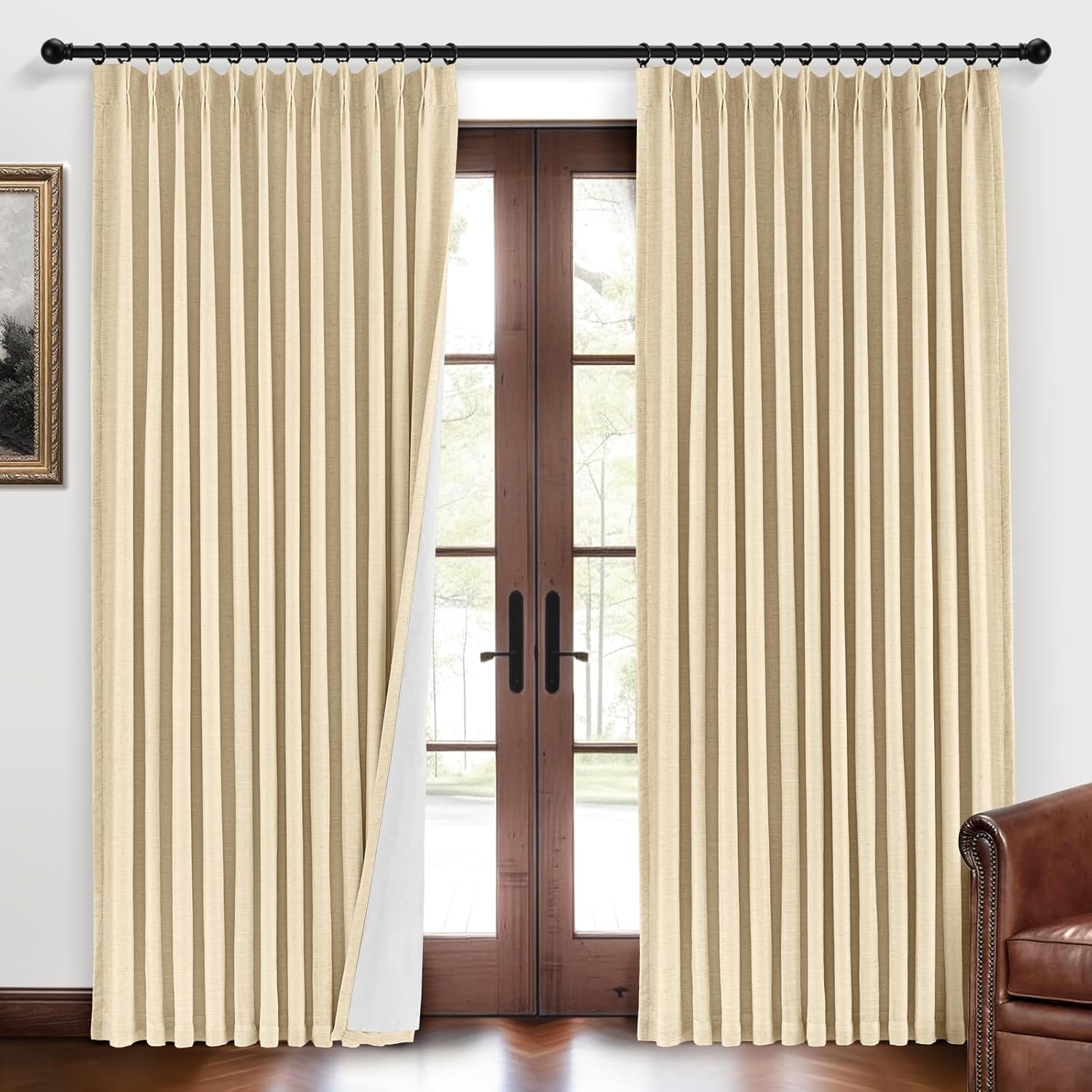 Amazon.com: CAPALOCA Linen Pinch Pleated Blackout Curtains, 70 inches ...