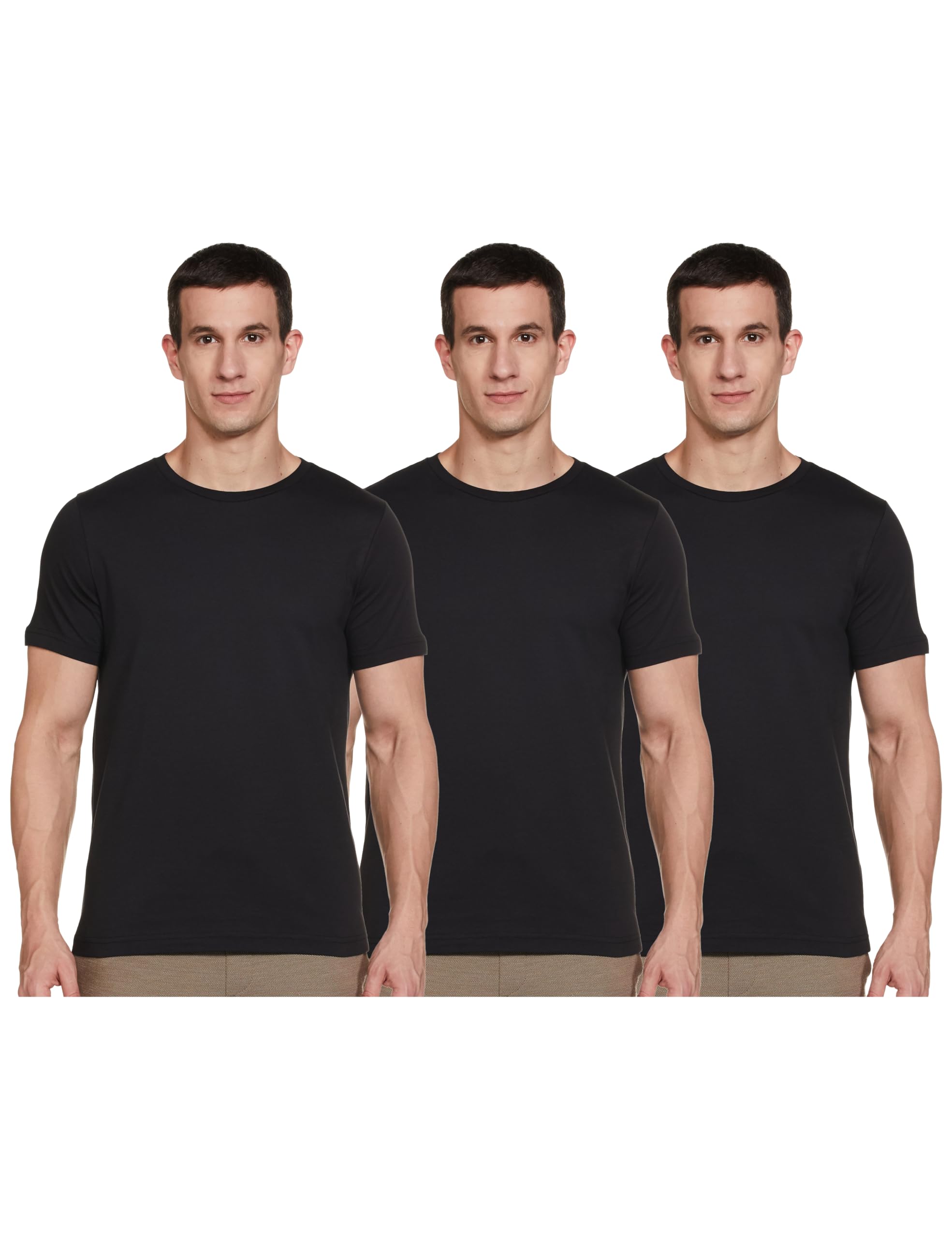 Amazon Brand - SymbolMen's Solid Cotton T Shirt | Round Neck | Half Sleeve | Plain-Regular Fit (Available in Plus Size and Combo Packs)