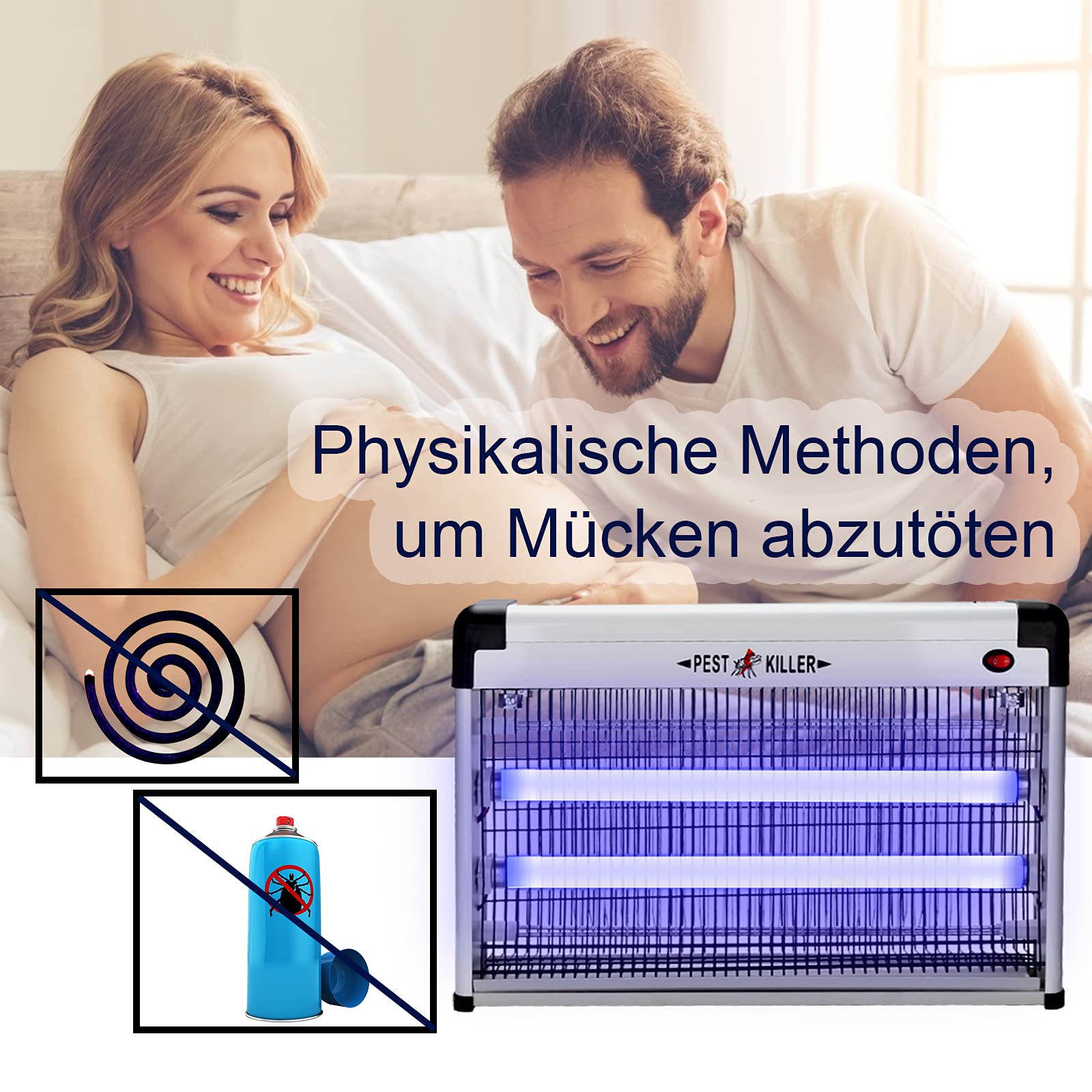 Niszczarka owadów, pułapka na owady, lampa na komary 40 W ze światłem UV, bez toksycznych chemikaliów, skuteczna w redukcji owadów latających, do użytku w pomieszczeniach, sypialni