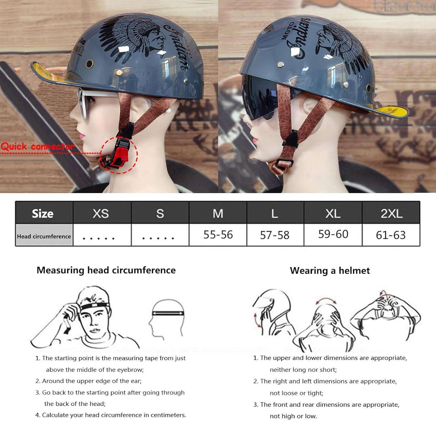 Baseball Motorcycle Helmet DOT Approved Helmets for Adults Open Face German Style Skull Cap Motorbike Cruiser Scooter Cool Men and Women