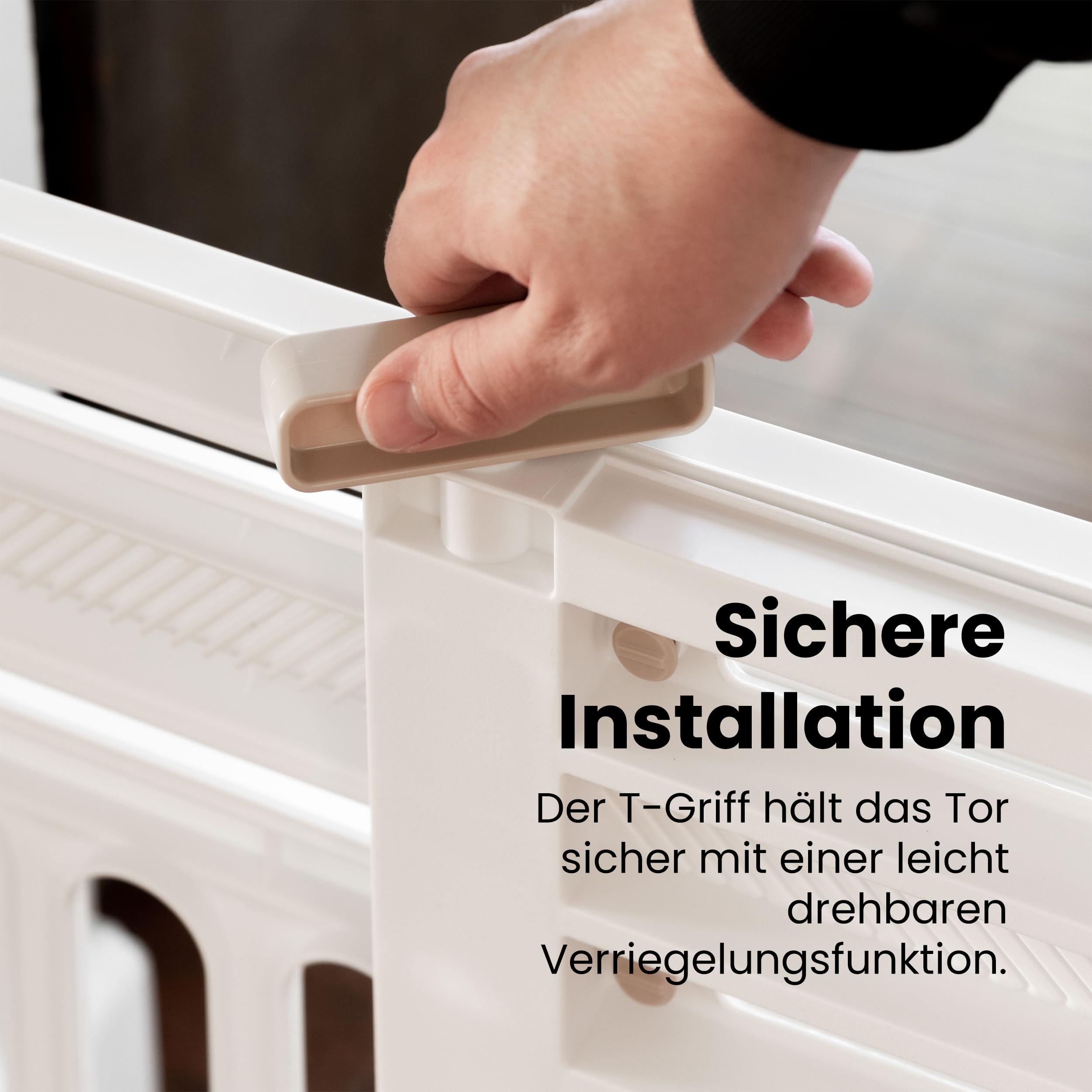 Iris Ohyama, Sicherheitszaun aus Kunststoff, einfach zu montieren und zu reinigen, Absperrgitter für Haustiere, L64 x B61 x H5 cm, Einheit, BPA-frei, kein Bohren, PBR-600, Hunde, Weiß/Mandel
