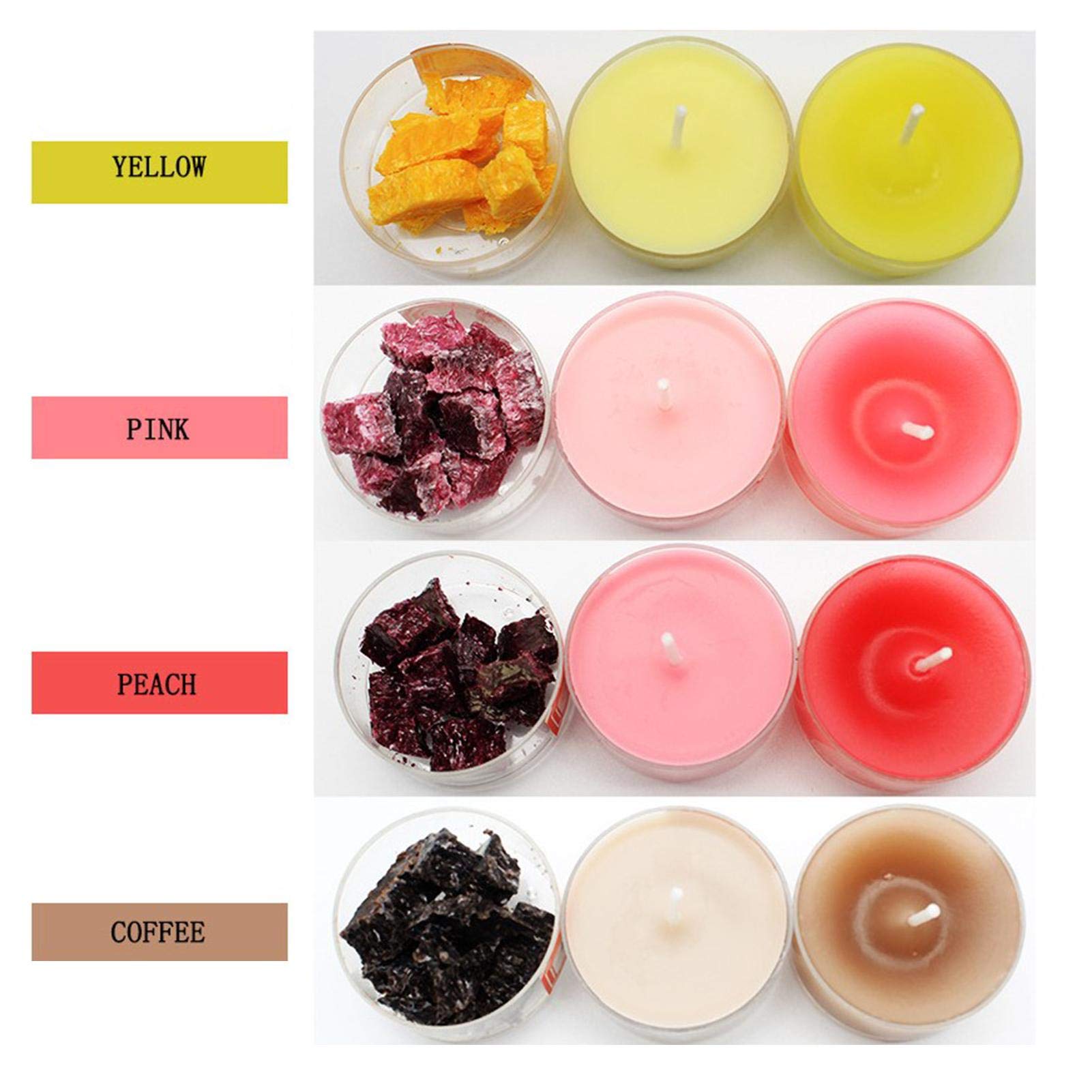 34 copos de tinte de cera para velas de parafina/cera de soja, chips de color para suministros, kit de colores vibrantes para hacer velas, fácil de usar, tinte para velas
