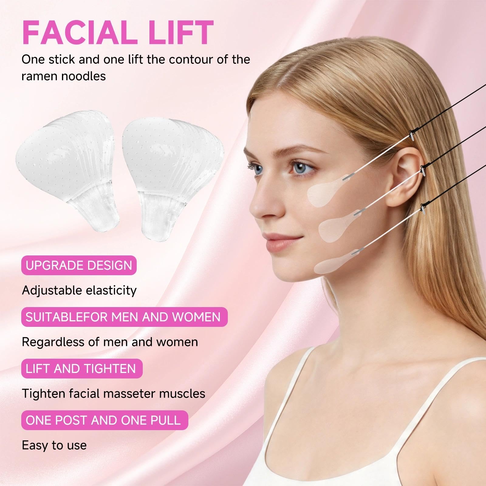 Face lifting tape face tape lift hilos tensores faciales 120 adhesivos con 3 bandas, impermeables elásticos y discretos para maquillaje, fotos y contorno del rostro