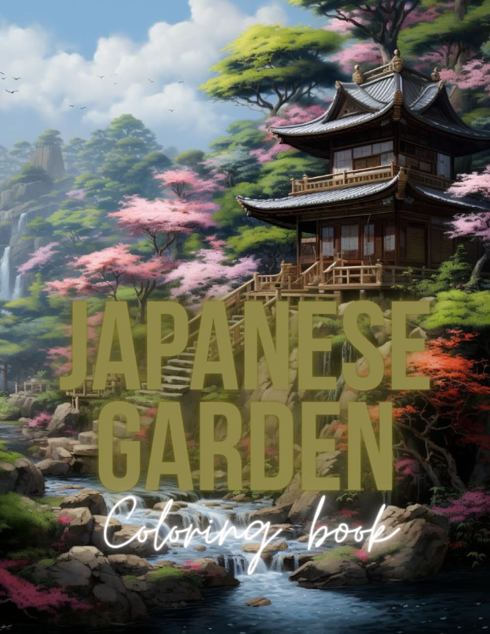 Japanese garden: Coloring book for adults 220 pages