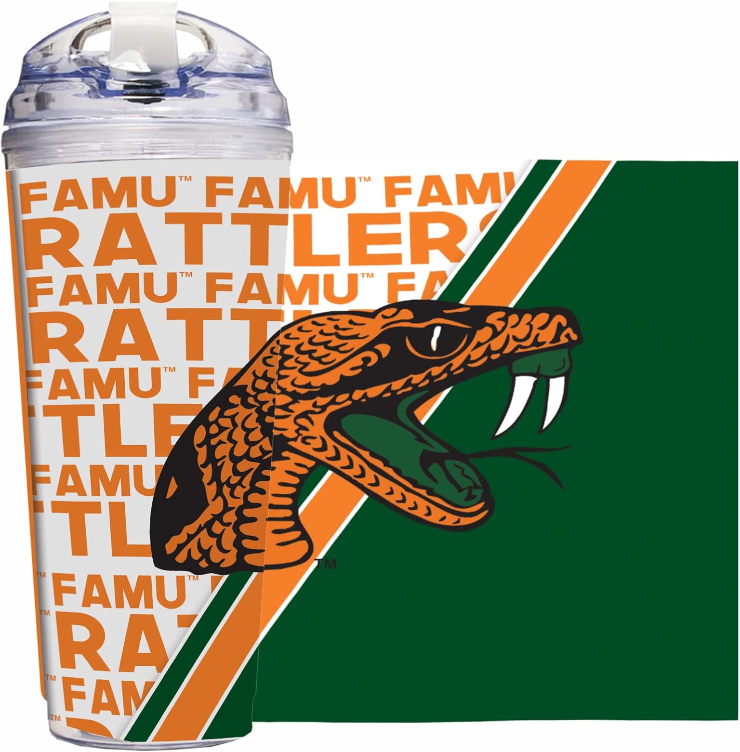 Rico Industries NCAA Standard 24oz Acrylic Tumbler with Hinged Lid, Officially Licensed Double Wall Tumbler with Straw