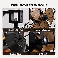 Vista 8 de CROSSIO Ventilador de montaje en pared de 21 pulgadas, ventilador de pared de 6 velocidades con control remoto, ventiladores de techo con cable