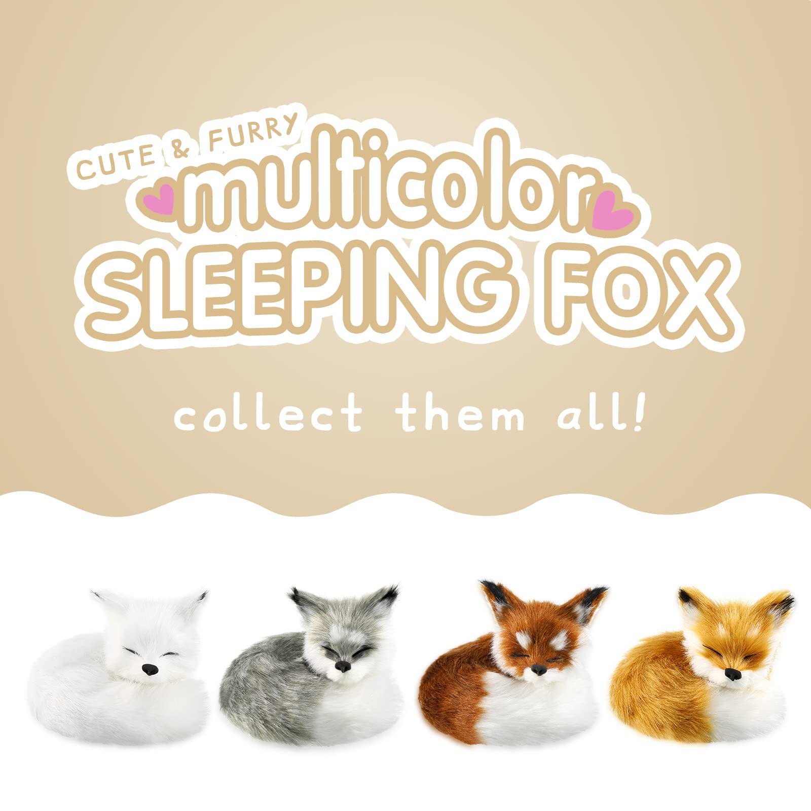4 Pcs Stuffed Fox Plush Ornament Simulation Furry Fox Decorations Animals Plush Mini Squint Sleeping Plush Static Figures Model for Home Birthday Graduation Favors - Image 2