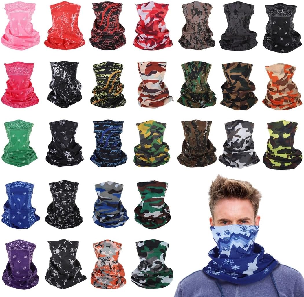 Elastic Sports Scarves Headband, Polyester Fiber Wrap 9.84 X 16.69 Inch, Neck Absorbing Scarves 30 Pcs Head Sweat Gaiters, for Men Women, Running Yoga