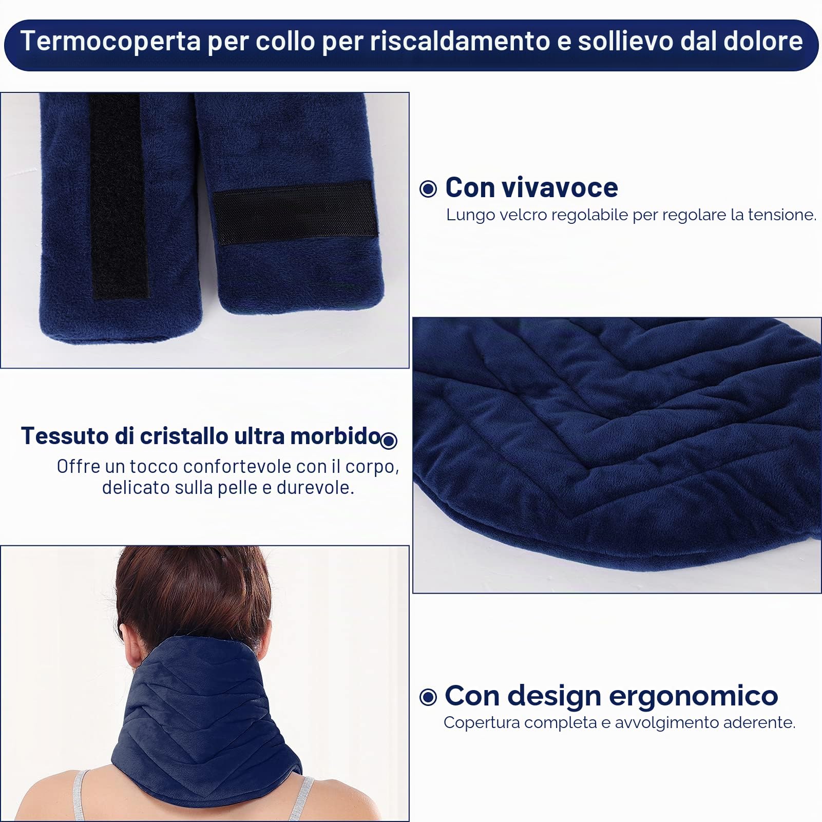 JOBYNA Termoforo Cervicale Elettrico, Cuscino Termico, Termoterapia Scaldacollo Cuscino Cervicale Termico per Alleviare il Dolore, 5 secondi Riscaldamento Rapido, 30-70 ℃ e 10-90 minuti Regolabile