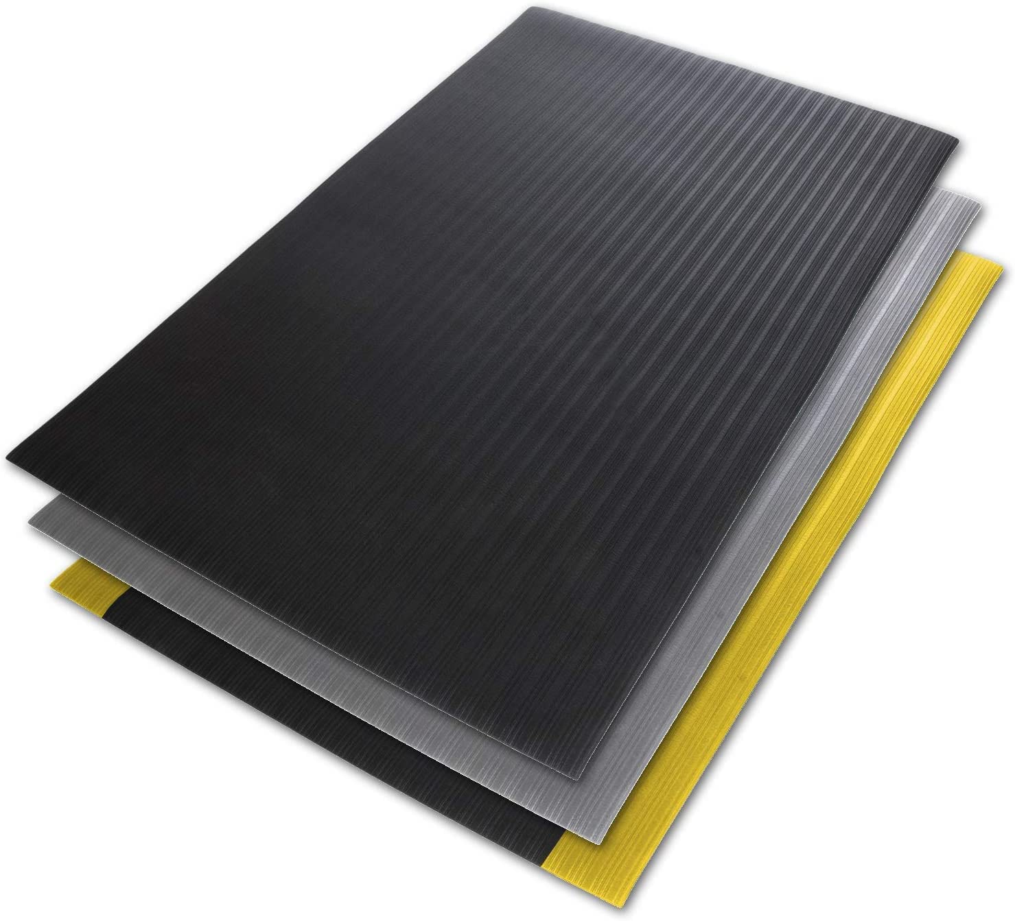 Floordirekt Black Anti-Fatigue Mat Soft Work Mat 120 X 300 Cm, - Ergonomic Workplace Mat - Ribbed, Non-Slip & Cushioning Surface