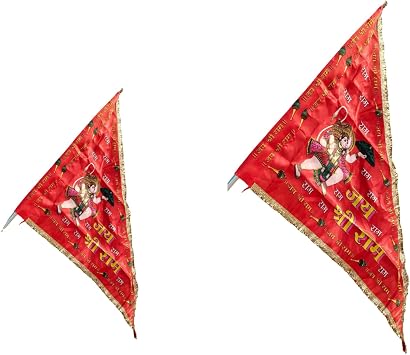 BHAVICREATION Hanuman Flag Bajrangbali Balaji Jhanda Hanuman jayanti 2 Pcs