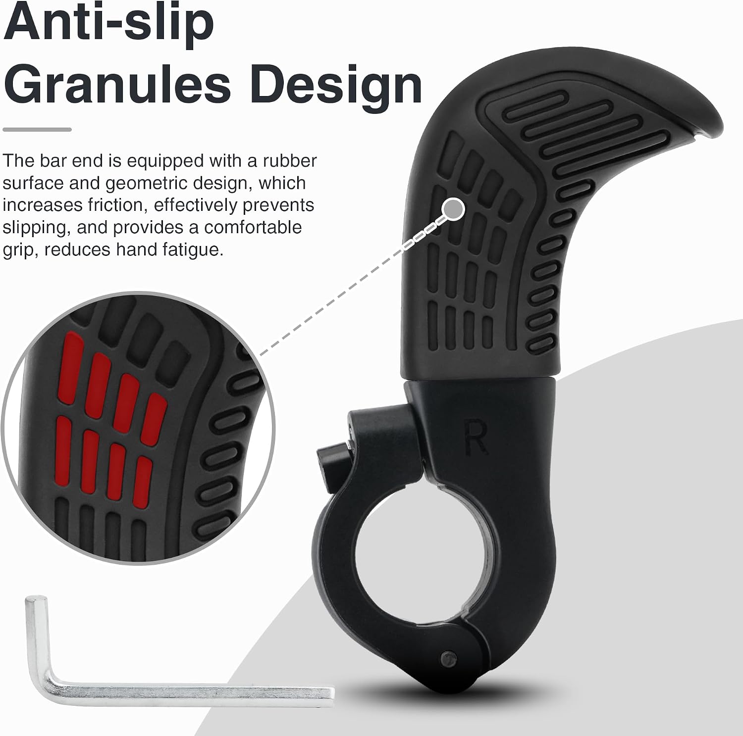 MEGHNA Bike Bar Ends Anti-Slip Rubber Ergonomic Bicycle Handlebar Extension Grips Fits for 7/8" Handlebar Adjustable Angle Bicycle Handlebar Ends for Mountain Road Bikes Folding Bike Cruiser Bike