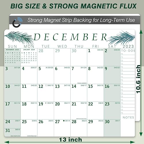 Miniatura 3 de JOYCOLOR Calendario magnético estético 2023 para nevera calendario mensual con vacaciones 13 x 106 pulgadas enero de 2023 a diciembre de 2023