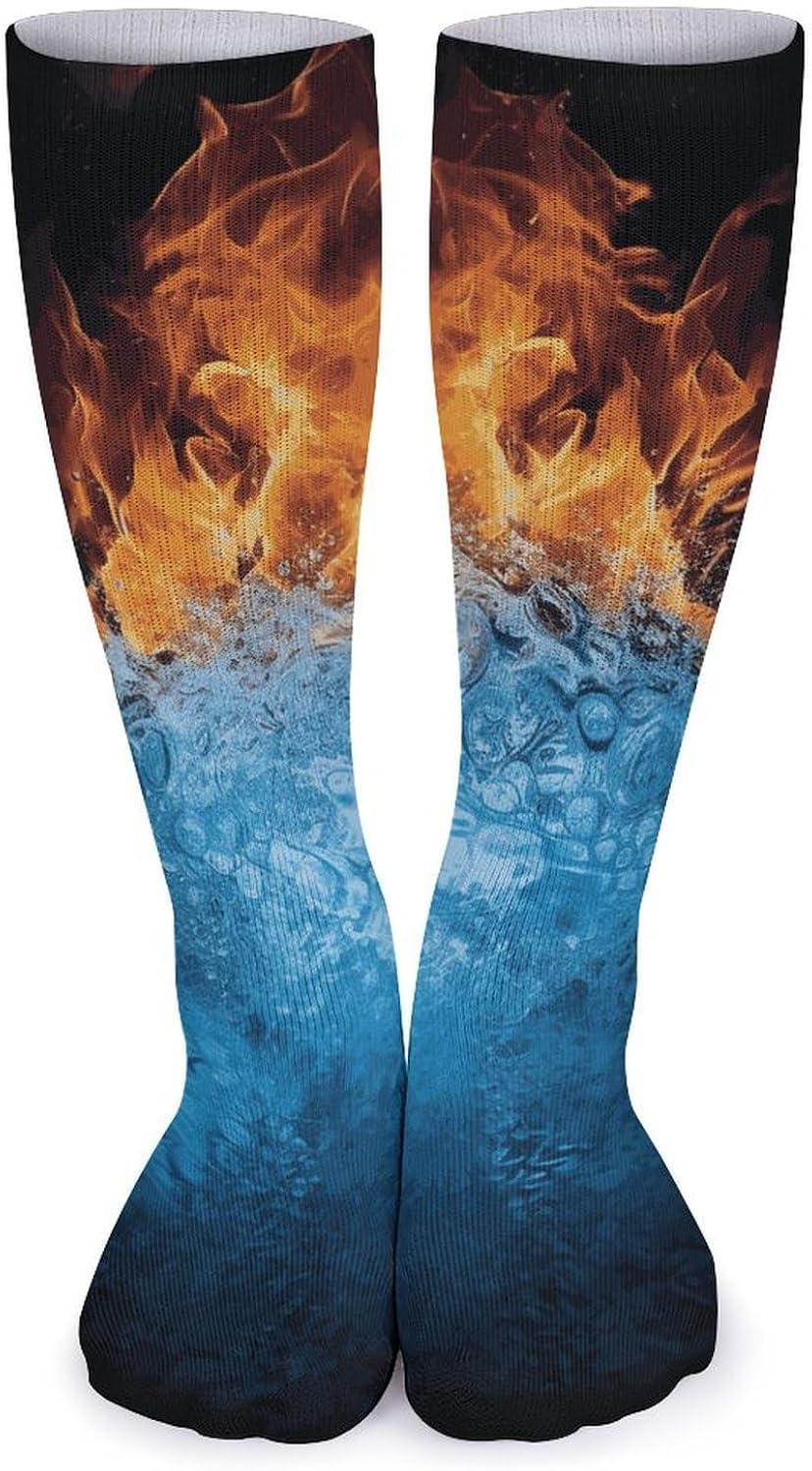 5-Pack Knee High Socks, 15.7 Inch Breathable Casual Socks Ice Fire Stockings for Men Women