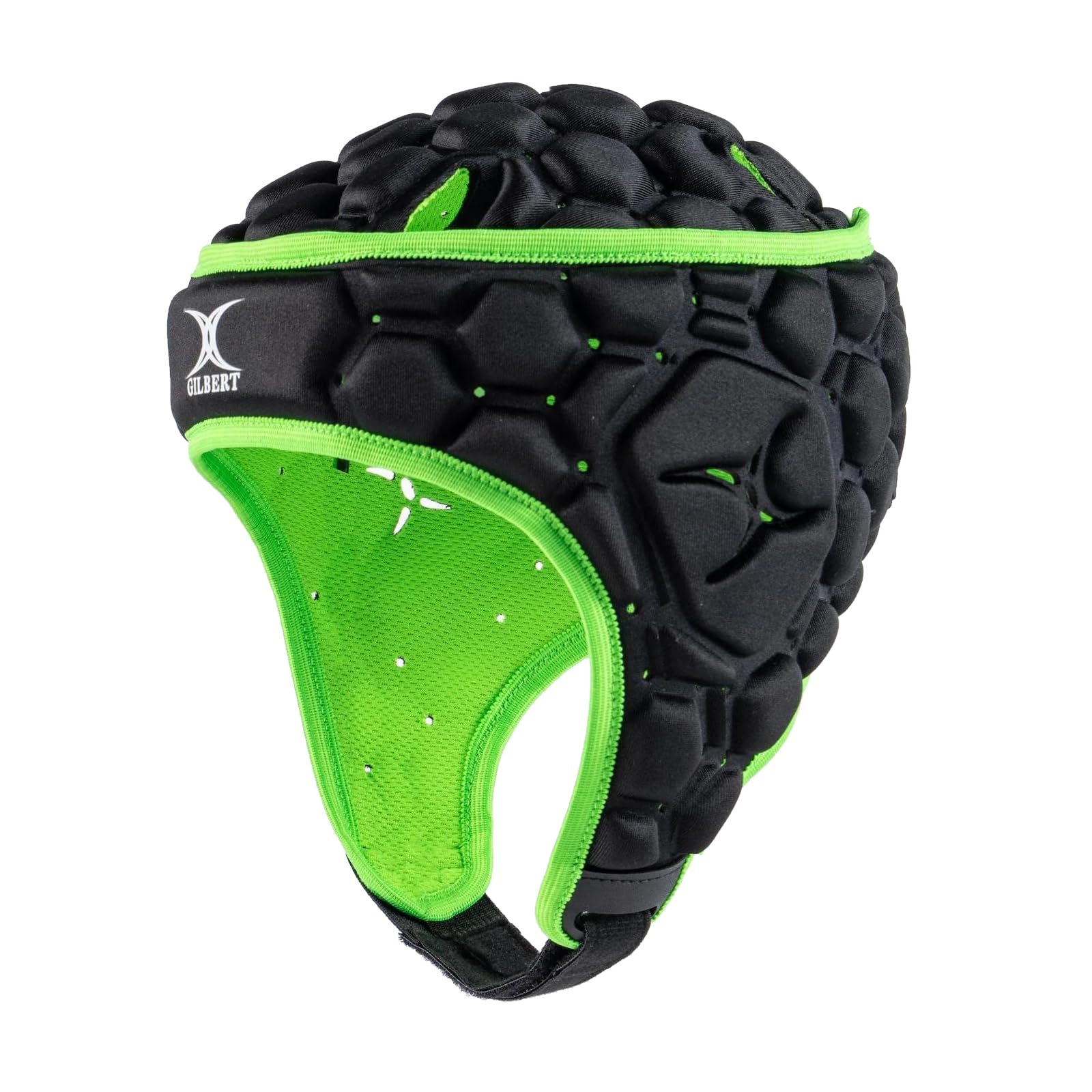 Gilbert XP 250 Casque Rugby Noir/Vert Headguard Senior Junior