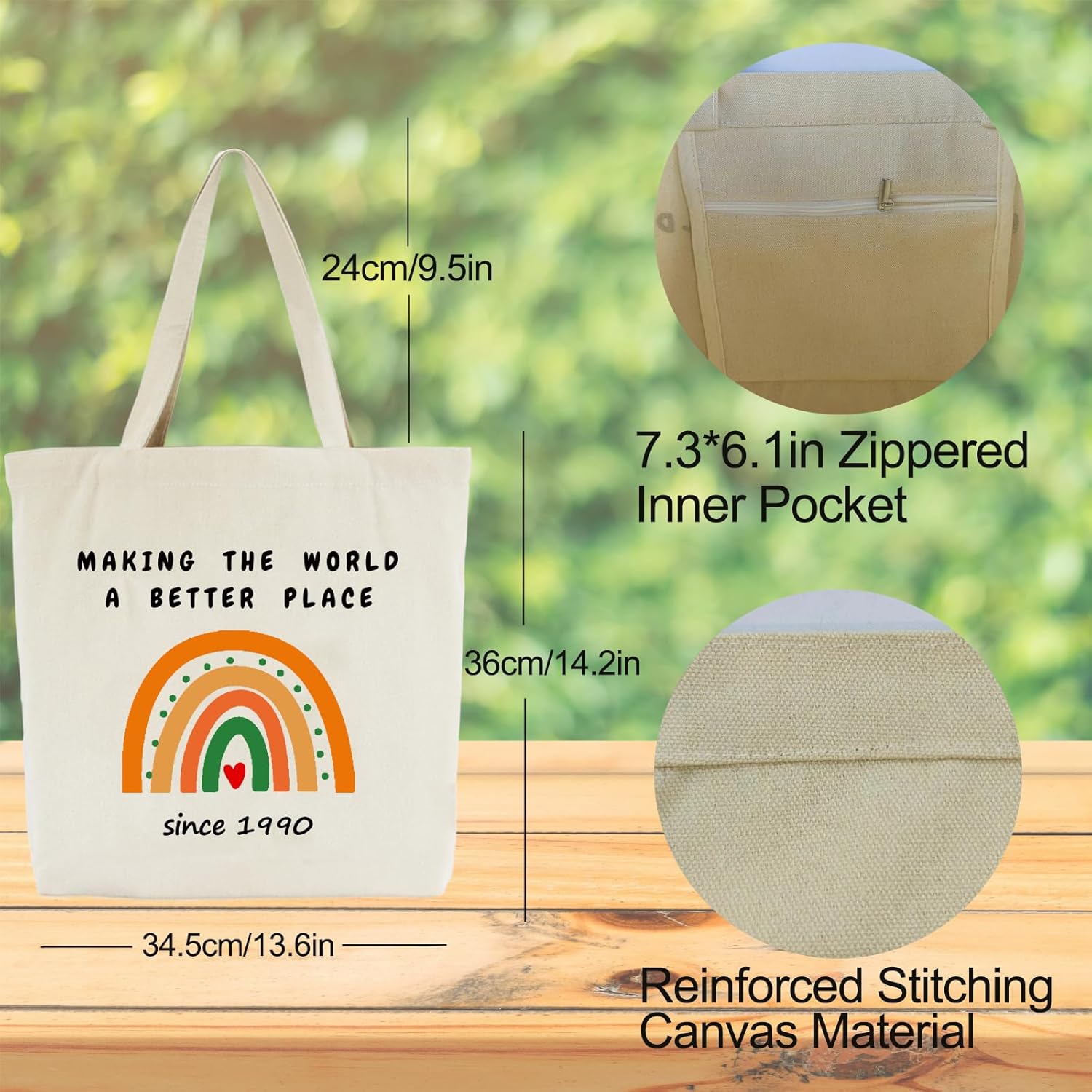 1990 1991 1992 1993 1994 1995 1996 1997 1998 1999 Birthday Gifts for Women, Reusable Canvas Tote Bags for Shopping - Image 6