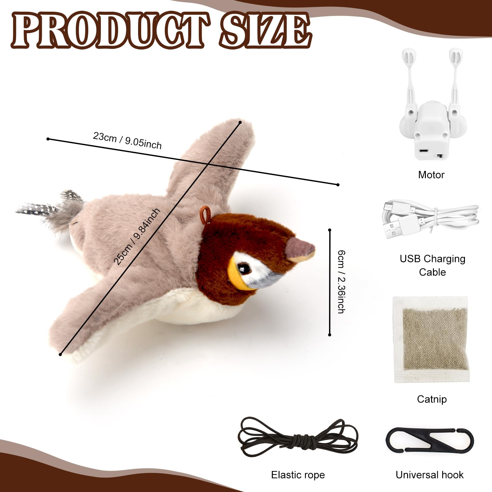 Audasi Bird Cat Flapping Chirping Realistic Plush Toys with Catnip for Indoor Kittens to Chase Bite, Chew and Kick - Image 2