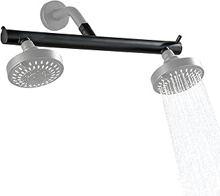 Dual Shower Head Adapter Build-in Shut Off Valve for DIY Yourself Shower Head Combo G1/2 Connection for Double Shower Heads for Two People Rod, Matte Black