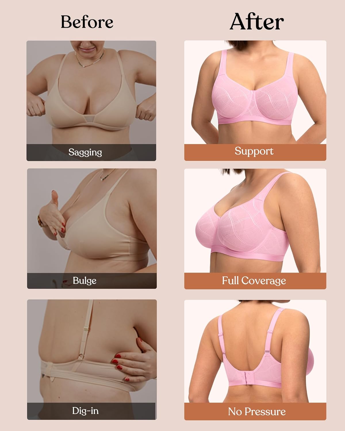 HSIA Minimizer Bras for Women Full Coverage Underwire Plus Size Unlined Mesh Jacquard Bra with Wide Straps - Image 6