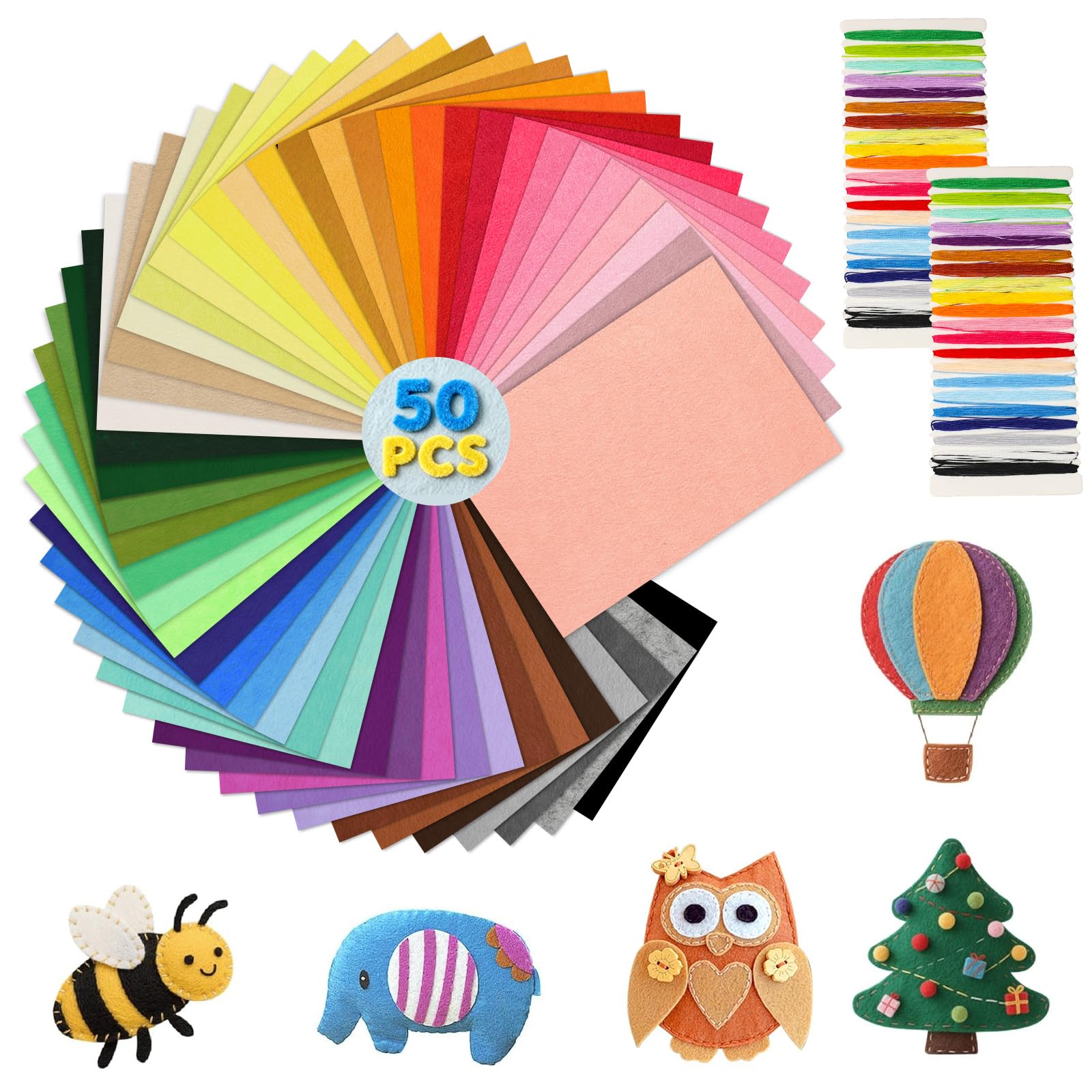RoyalChic 50 Colour Felt Fabric Sheets for Crafting & Sewing