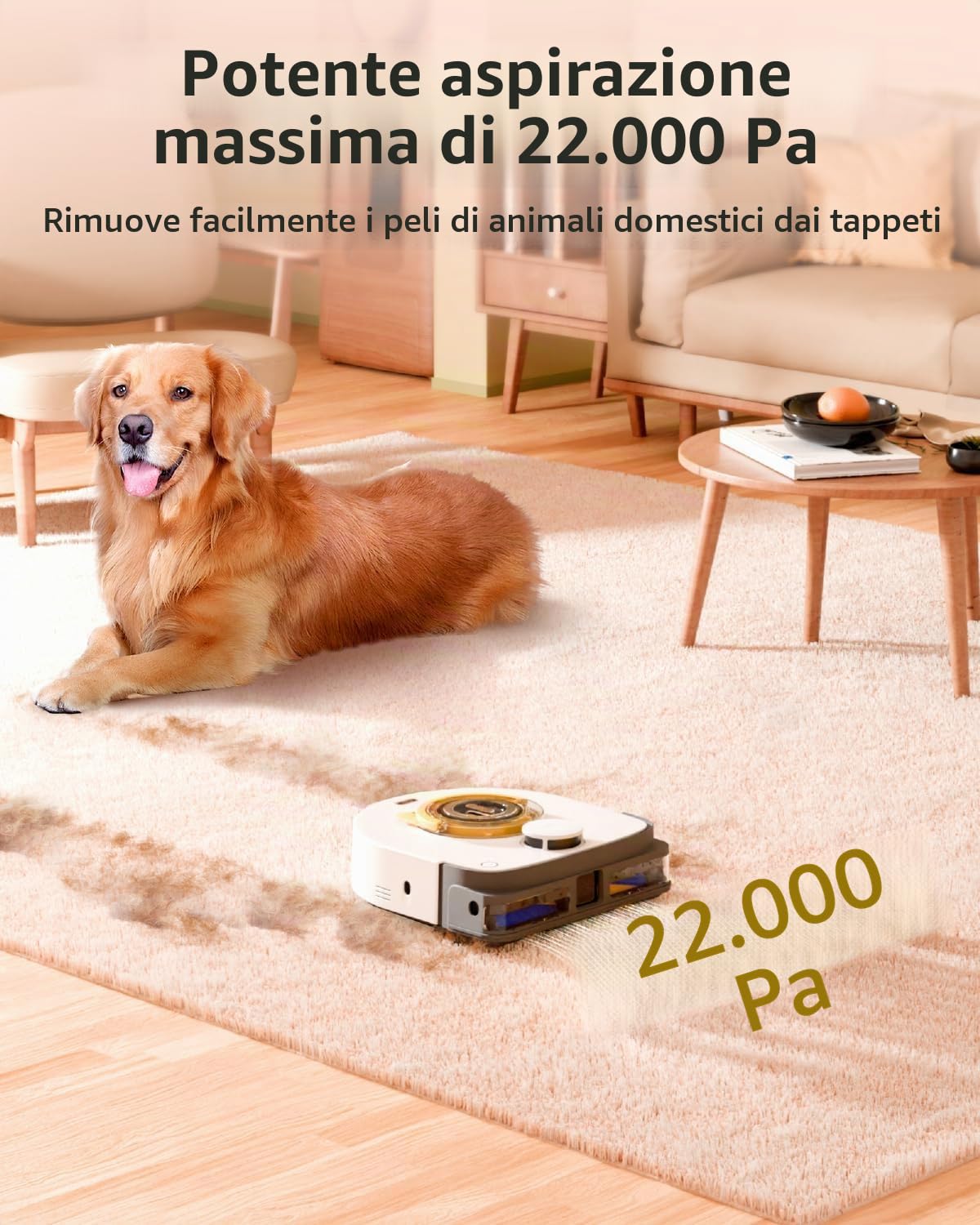 UBPET Aspirapolvere Robot 22000 Pa per Peli di Animali su Tappeti e Pavimenti, Robot Pulitore Automatico con Navigazione LiDAR, Controllo App, Ricarica Automatica