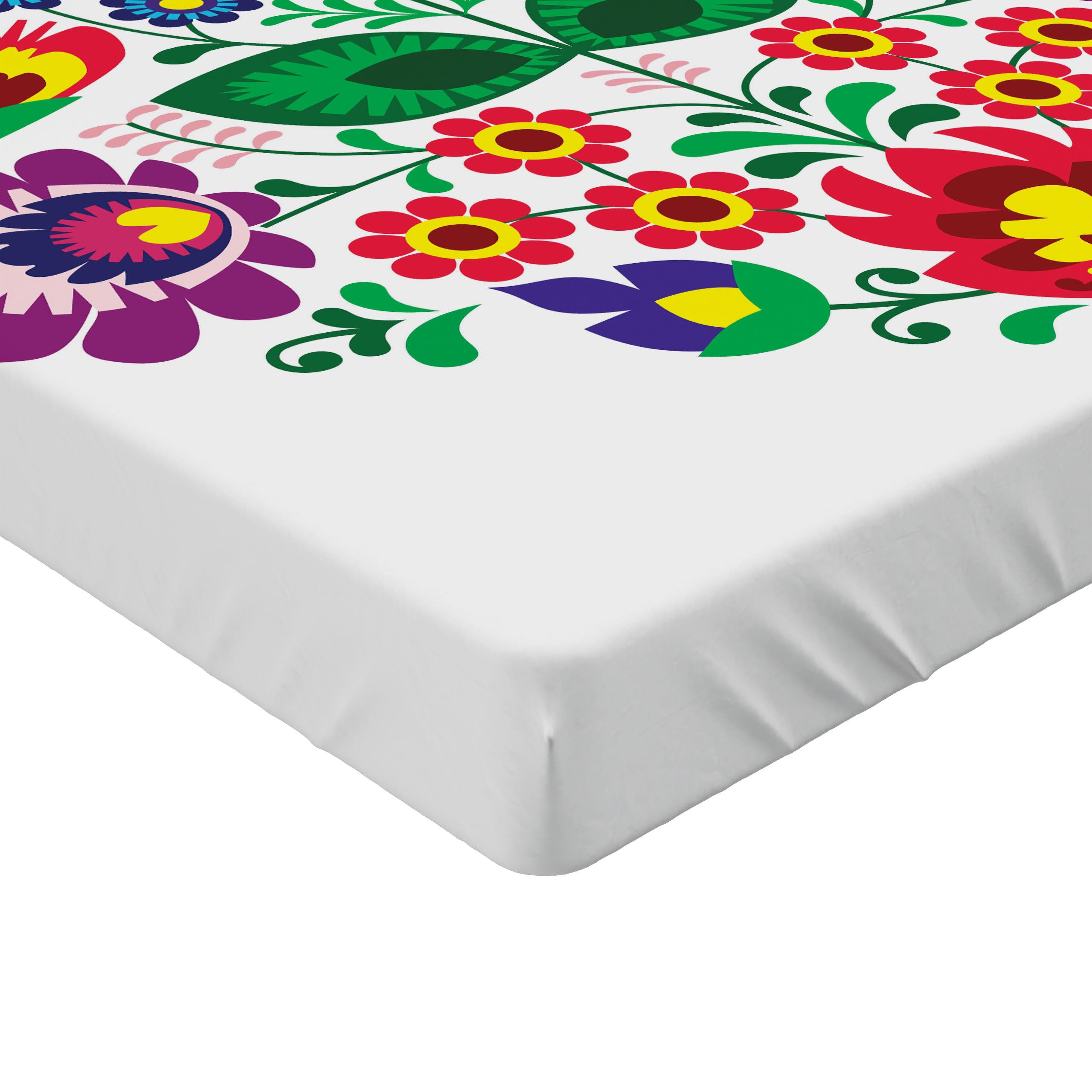 Ambesonne Polish Folk Art 2 Pack Fitted Sheet, Slav Flowers Heart, Bed Cover All-Round Elastic Deep Pockets 2 Pieces, Package Contains 2 Twin Size Fitted Sheets, Green Purple