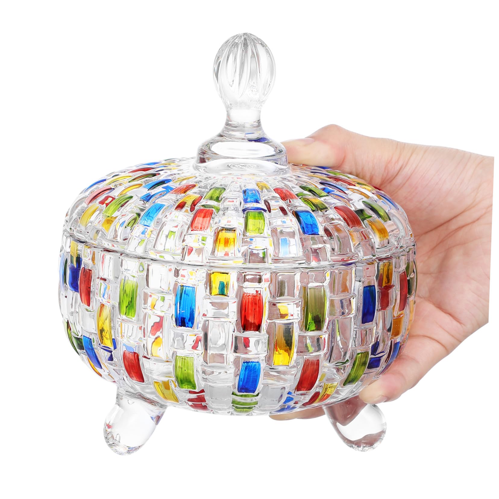 OUNONA Bonboniere aus Glas mit Deckel, Vintage Bonbonglas Bunt | Tee und Snacks, Transparentes Glas, Elegante Optik mit Dichtem Verschluss
