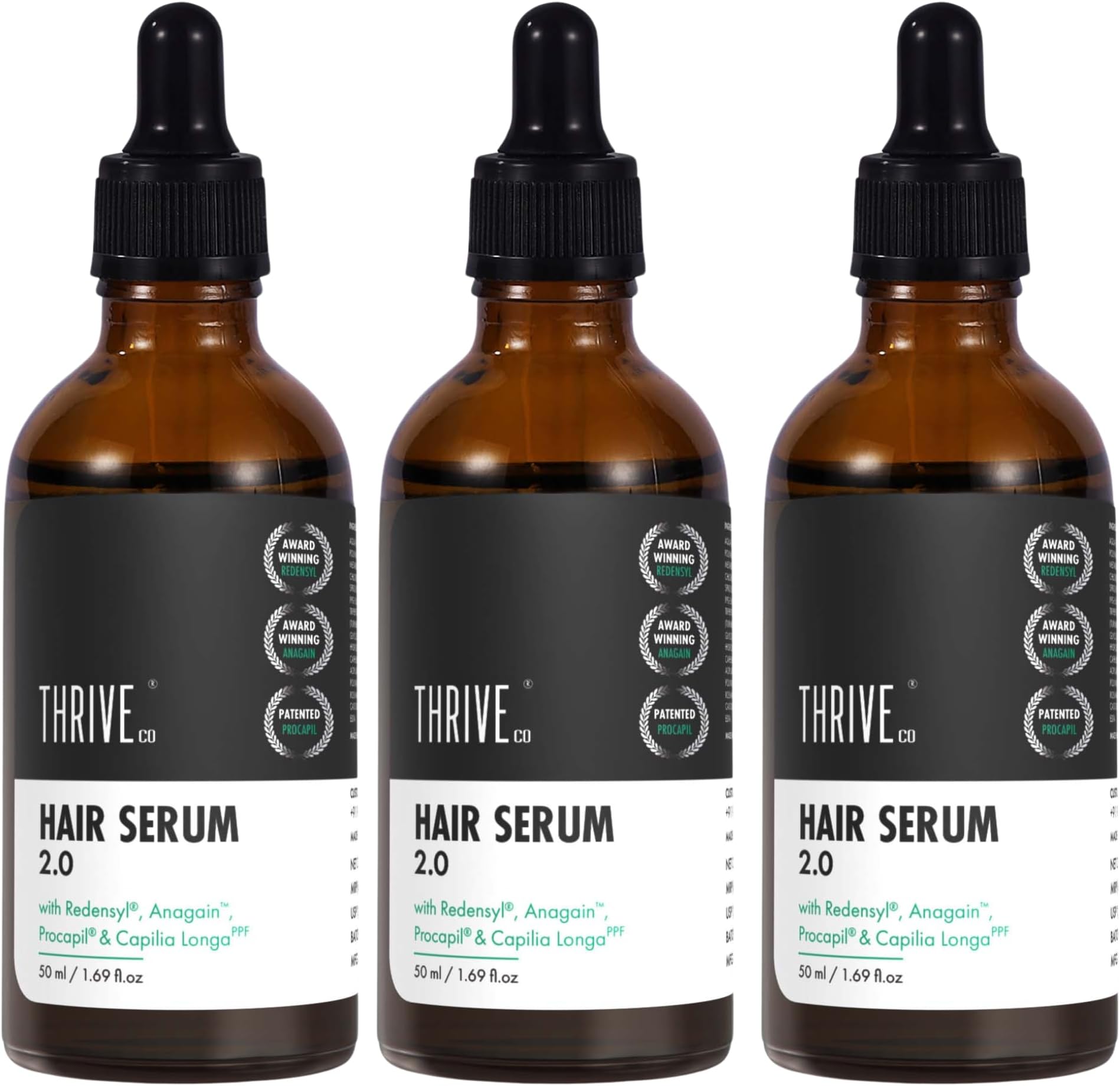 Hair Growth Serum, 50ml, with Redensyl, Anagain & Procapil (Pack of 3)