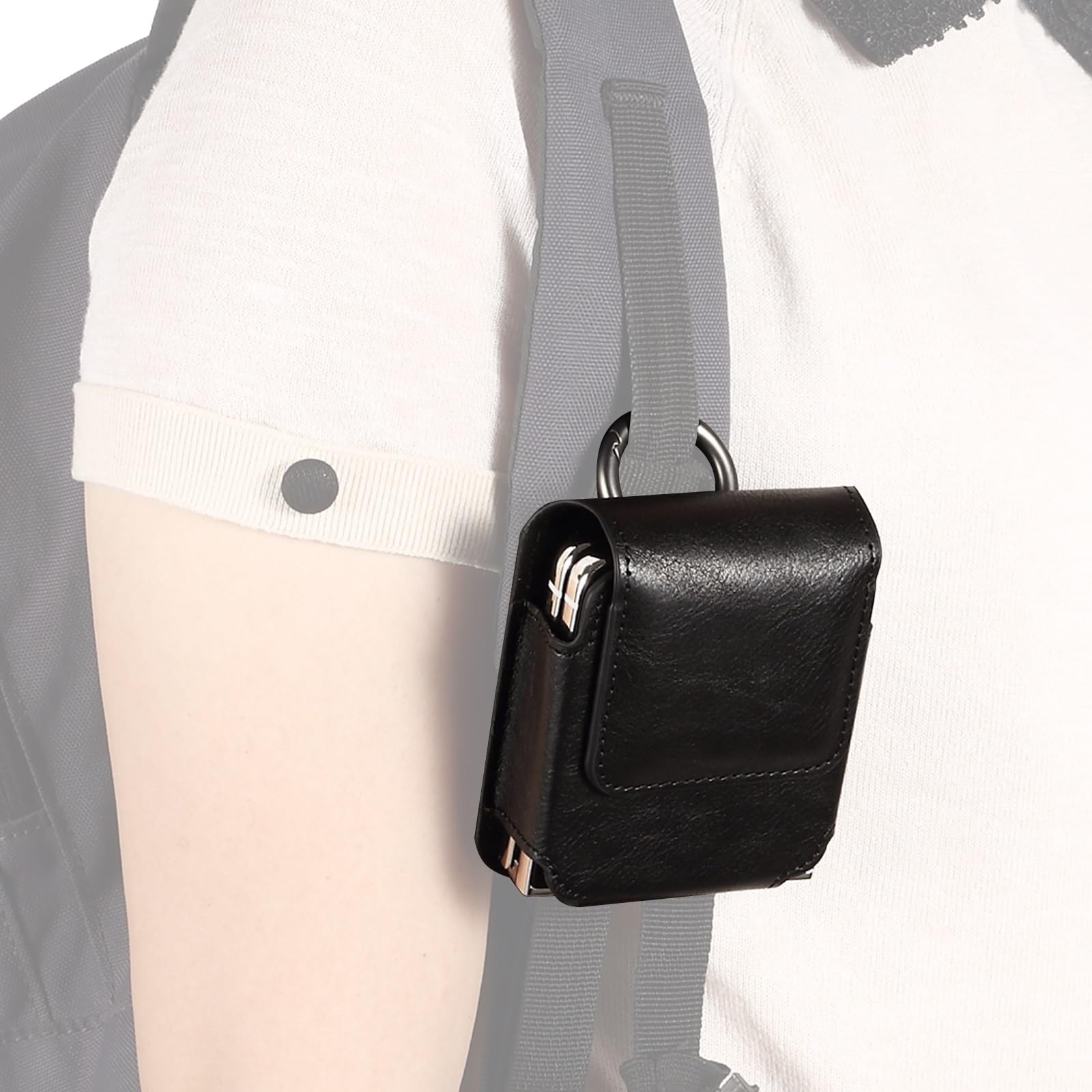 Compatible with Samsung Galaxy Z Flip 6/5/4/3 Phone Pouch Holster Belt Case,Leather Pouch with Metal Clip Phone Holster Case Compatible with Motorola