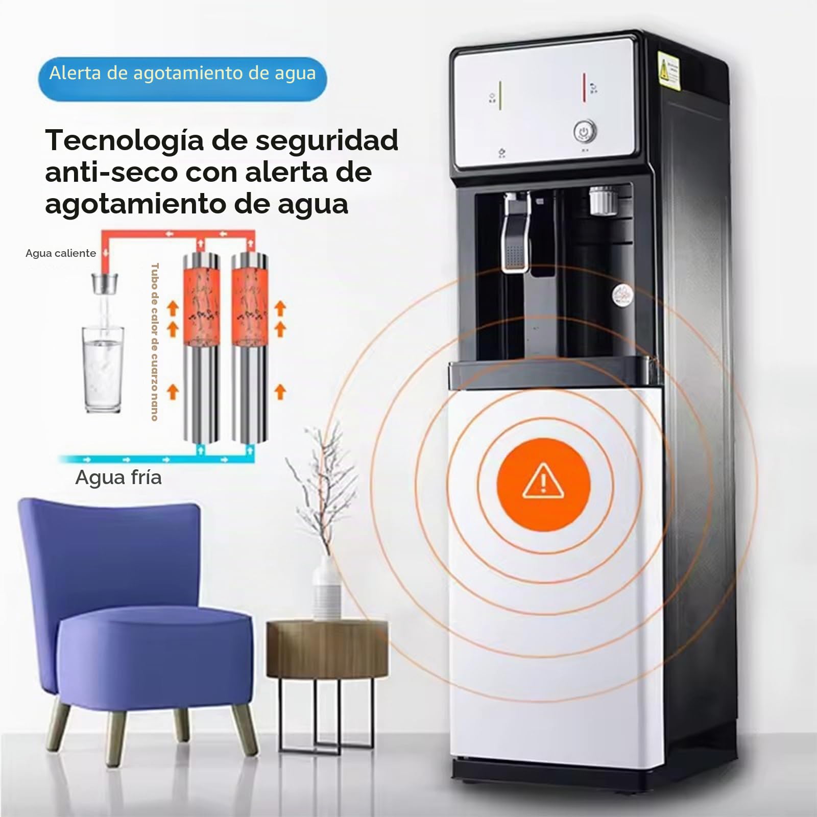 Dispensador De Agua De Carga De Unidad Independiente con Alimentación por Red, Dispensador De Agua Fría Y Caliente Hielo For Uso Doméstico Y En Pequeñas Empresas