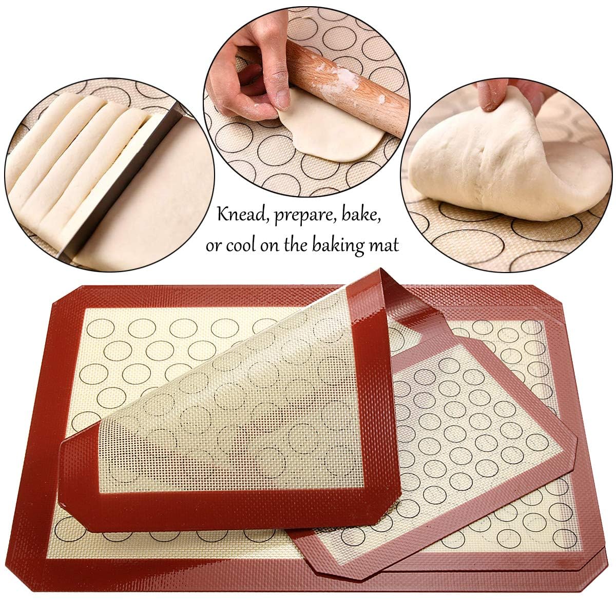 Yododo Backblech mit Silikonmatte Set, 8er Set (4 Blatt + 4 Matten) Edelstahl Plätzchenblech Backformen mit Wiederverwendbarer Silikon-Backmatte, ungiftig & strapazierfähig & leicht zu reinigen
