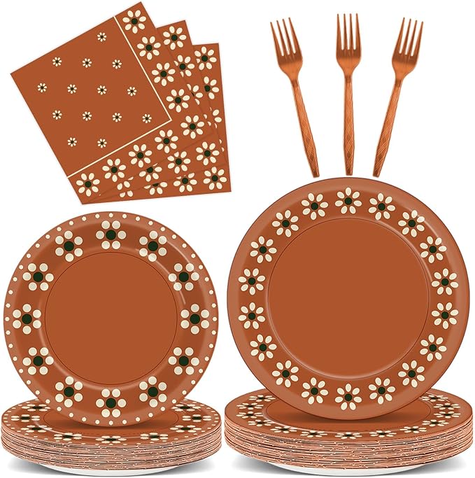100 Pcs Cielito Lindo Plates Platos De Barro Mexicanos Mexican Party Plates and Napkin Set Mexican Fiesta Day of the Dead Birthday Decoration Supplies Tableware Terracotta Flower Party Favor Serves 25