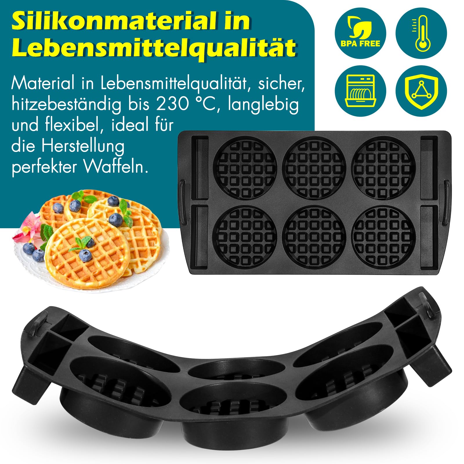 Meetory Inserto per waffle compatibile con Tefal OptiGrill XL, 4 in 1, 2 in 1, Elite, Plus, stampo riutilizzabile per waffle belghe