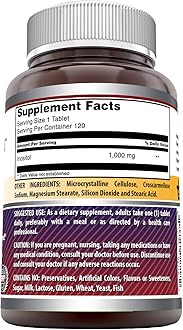 Amazing Formulas Inositol 1000mg Supplement | Tablets | Non-GMO | Gluten-Free | Made in USA (2 Pack, 120 Count)