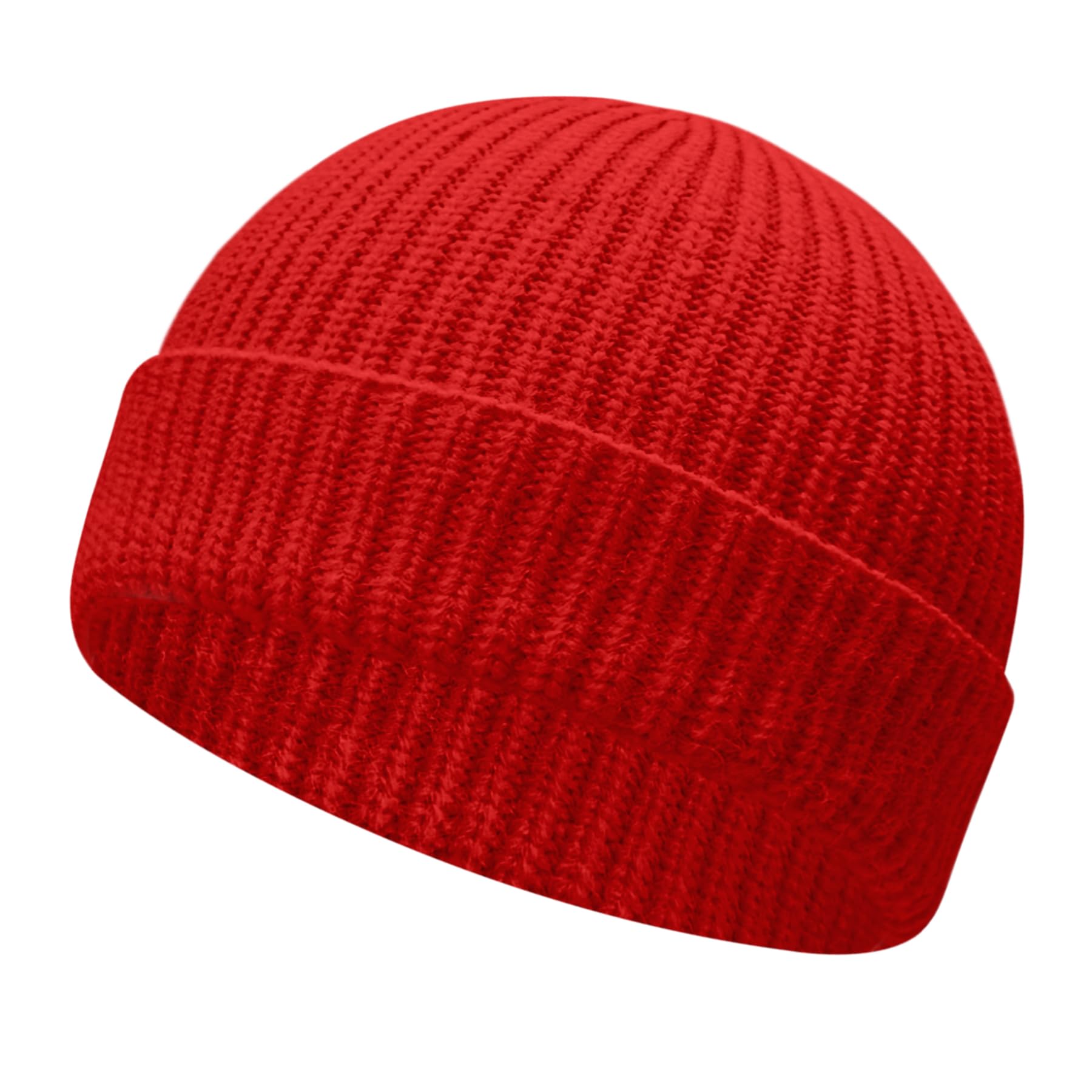 AGLIFEFY Wool Knit Cuff Short Fisherman Trawler Beanie Hats for Men Women Winter Roll up Edge Watch Skull Cap