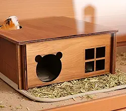 Esconderijo de labirinto de várias câmaras para hamster: túnel de labirinto de madeira, brinquedos de exploração para hamster gerbils, camundongos, chinchilas de porquinho-da-índia, esconderijo de