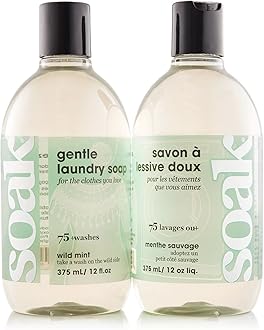 Soak Laundry Soap – 2 Pack Shop & Share | No Rinse, Plant Derived Hand Wash Detergent - 375 ml / 12 fl. oz, 75+ Washes (Wild Mint)