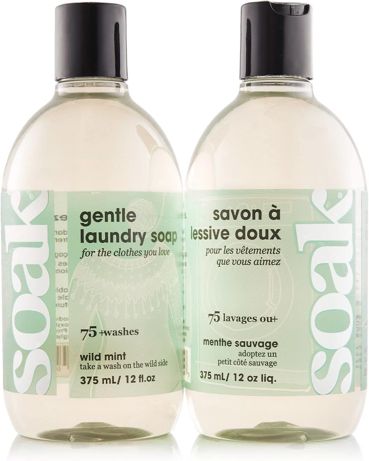 Laundry Soap – 2 Pack Shop & Share | No Rinse, Plant Derived Hand Wash Detergent - 375 ml / 12 fl. oz, 75+ Washes (Wild Mint)