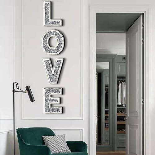 Miniatura 5 de 4 letras independientes de amor. Letras de diamantes de cristal glamorosas. Espejo plateado para decoración del hogar para pared, chimenea,
