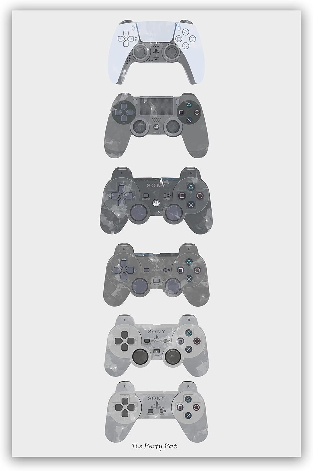 PS Controller Evolution Poster for Gaming Room Wall