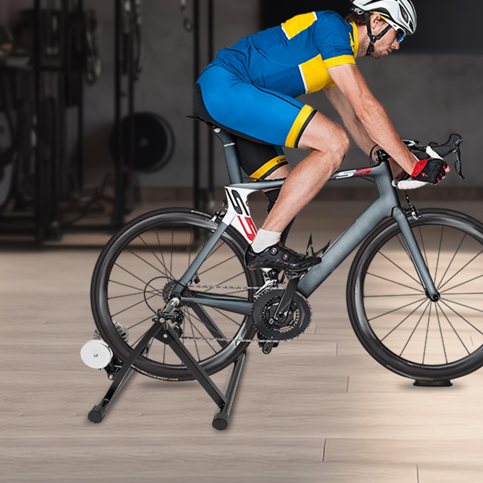 Trenażer rolkowy, hamulec magnetyczny, stojak na rowery 26-29", 700C, nośność 150 kg, do opon rowerów wyścigowych, składany do użytku wewnątrz