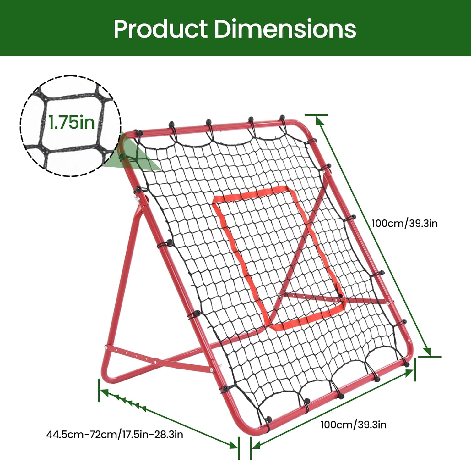 3.3x3.3FT Volleyball Rebounder Net, Foldable Football Soccer Pitchback, 3x5 Quick-Angle Adjustments & Precision Target Ribbon, Easy Setup for Baseball Softball & Multi-Sport Drills
