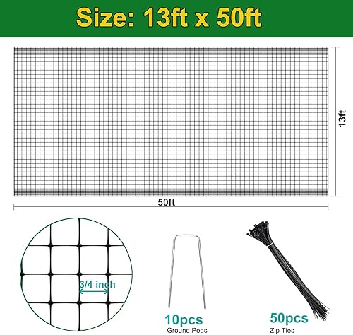 Miniatura 7 de KLEWEE Red de jardín resistente de 7.5 x 65 pies para proteger árboles frutales, plantas y verduras contra pájaros, ciervos, ardillas y otros