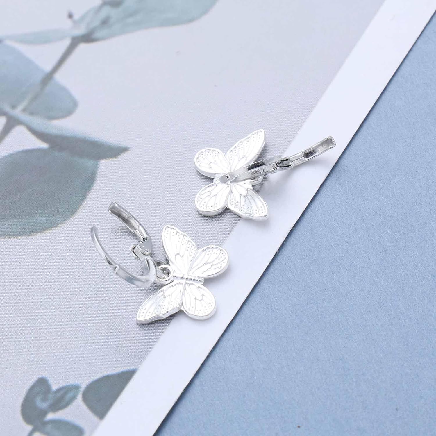 Boho Butterfly Hoop Dangle Earring White Butterfly Hoop Earring Small Butterflys Huggie Earrings Vintage Butterflys Drop Earrings Jewelry for Women - Image 4