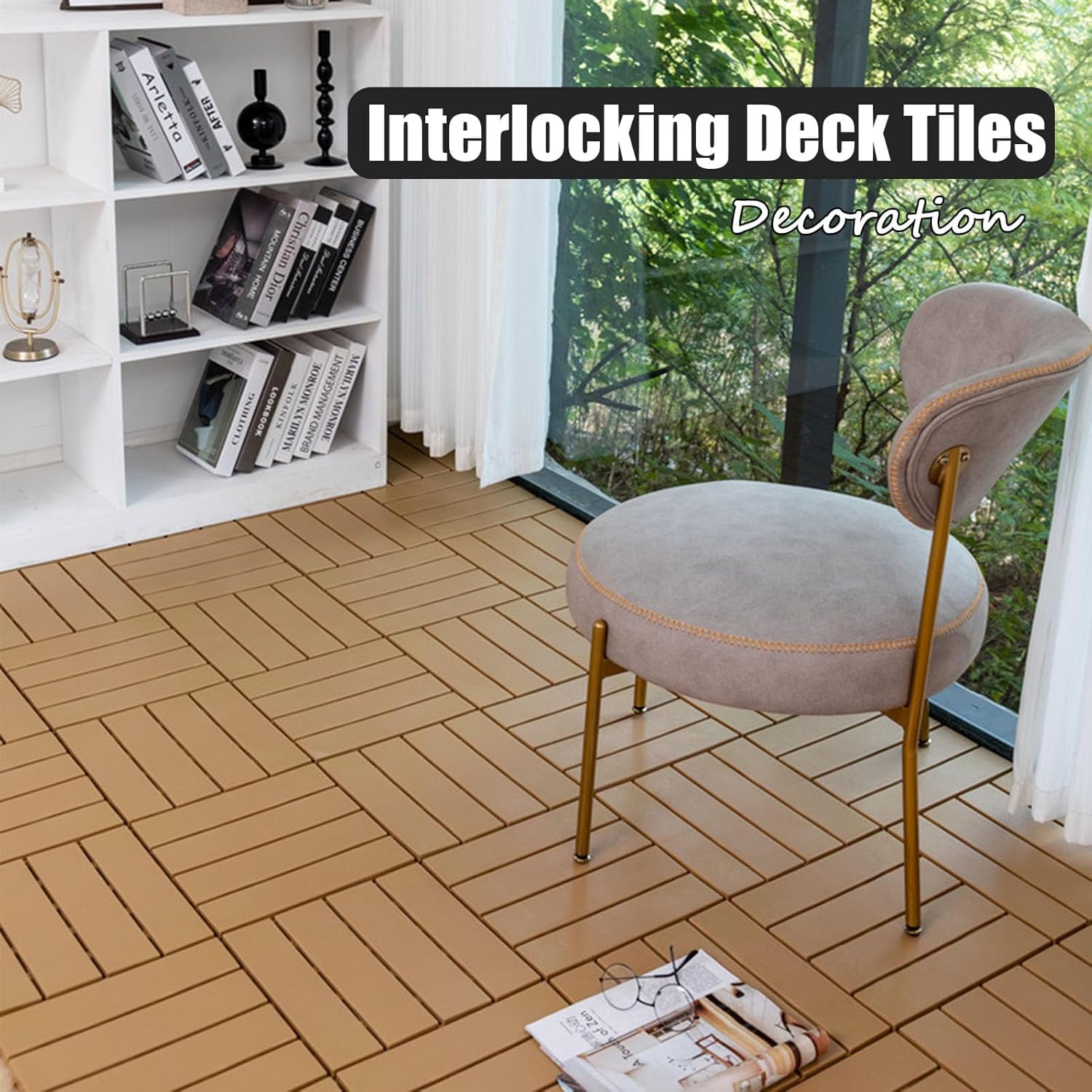 Dalles et lames de terrasse en composite, Dalles de terrasse emboîtables multicolores 30x30x2cm 10 pièces(Brick)