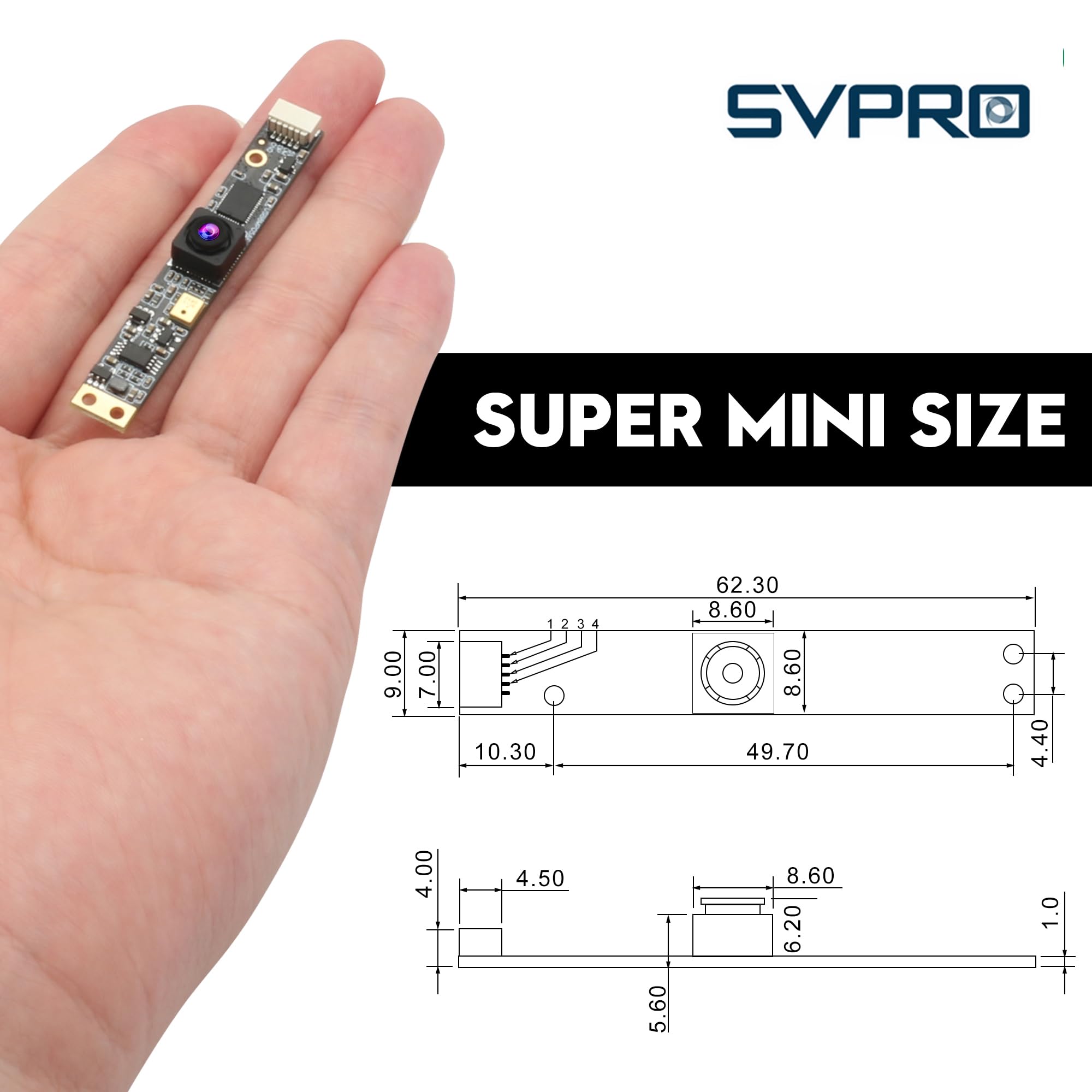 SVPRO Telecamera USB 8MP Con Microfono E Grandangolo Fisso 4K – Compatibile PC, Raspberry Pi, Laser